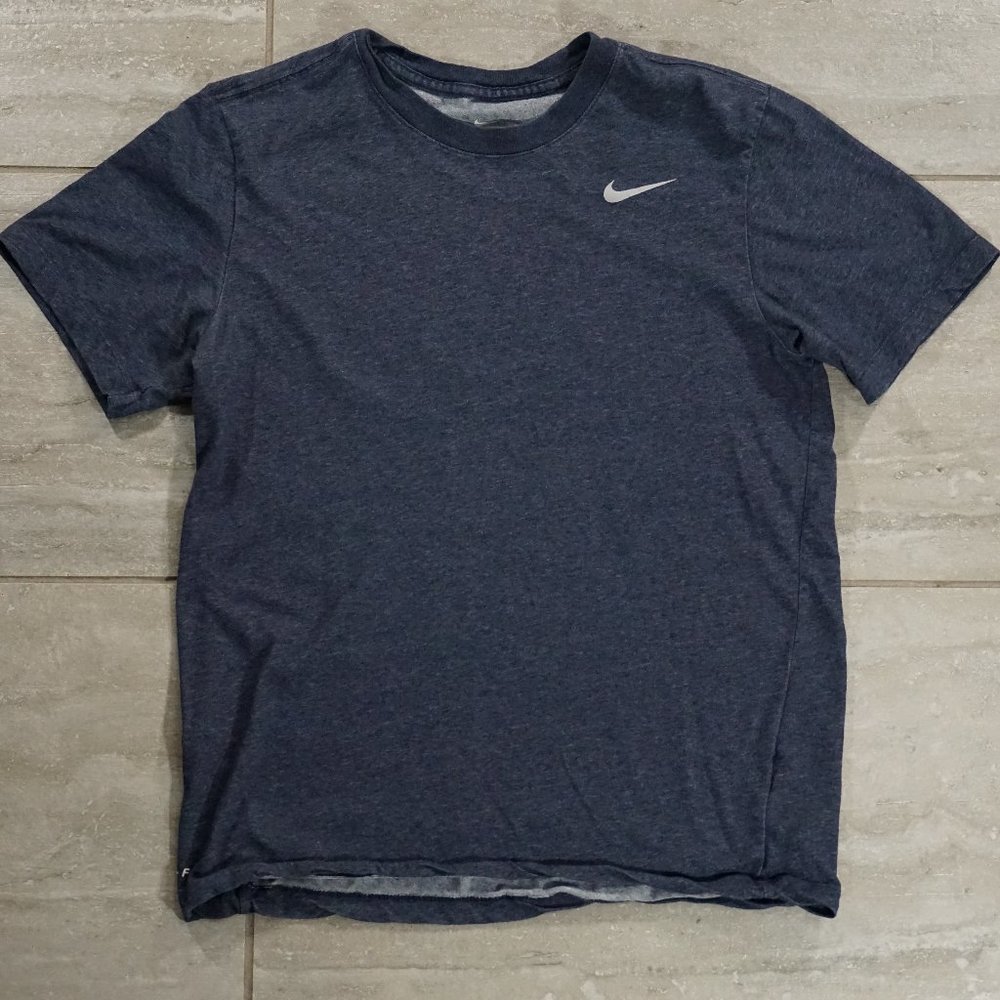 Nike Dry Tee Dri-FIT Cotton Crew Solid Dark Blue Small